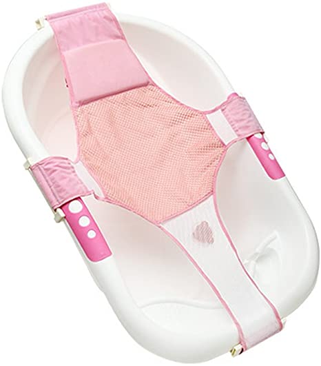 asiento banera bebe red de malla rosa